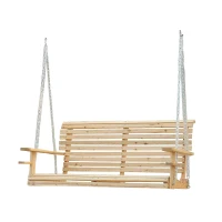 Outsunny 5ft Wooden Porch Swing Chair Seat Hanging Bench FSC Certificated Wood Deck with Chain(m-1)