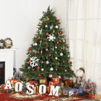 HOMCOM 7' Tall Unlit Spruce Artificial Christmas Tree with Realistic Branches, and 3368 Tips, Green(m-11)
