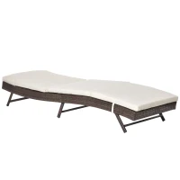 Outsunny Patio Chaise Lounge, Pool Chair with 5 Position Adjustable Backrest & Cushion, Outdoor PE Rattan Wicker Sun Tanning Seat, 28", Brown(m-12)