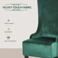 HOMCOM Retro High Back Upholstered Accent Chair Armless Velvet Living Room Chair with Curved Backrest and Birch Legs, Green(m-5)