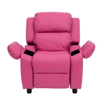 HOMCOM Deluxe Padded Children’s Recliner Sofa Kids Chair with Storage Arms (Pink)(m-6)