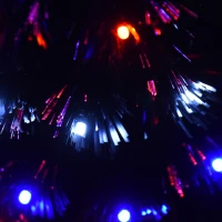 HOMCOM 3ft Tall Pre-Lit Douglas Fir Artificial Christmas Tree with Realistic Branches, 90 Multi-Color LED Lights, Fiber Optics, and 90 Tips, Black(m-14)