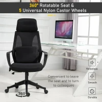 Vinsetto Ergonomic Home Office Mesh Desk Chairs, Computer Task Chair with Massage Lumbar Cushion, Adjustable Seat & Headrest, Rocking Function, Black(m-8)