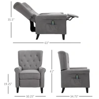 HOMCOM Linen Fabric Manual Recliner with Vibrating Massage and Wired Remote Control, Light Grey(m-3)
