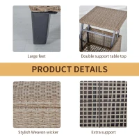 Outsunny Outsunny Rattan Wicker Coffee Side Table with Double Lift Top Design, Large Storage Space, Rust-Fighting Steel Frame for All Weather for Outdoor, Patio, Garden, Backyard, Brown(m-6)