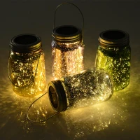 Outsunny 4-Pcs Glass Jar String Light w/ Handle Portable LED Multi Color(m-1)