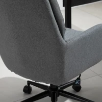 Vinsetto Office Chair Swivel Upholstered Task Chair with Double Thick Padded Backrest, Adjustable Height, Soft Cushioned Seat and 5 Wheels, Grey(m-15)