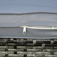 Outsunny 3 Piece Patio Furniture Set, Rattan Outdoor Sofa Set with Chaise Lounge & Loveseat, Soft Cushions, Tempered Glass Table, L-Shaped Sectional Couch, Light Gray(m-10)