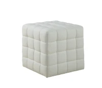Monarch Leather-Look Cube Ottoman - White(m-1)
