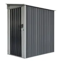 Outsunny 3.5' x 6' Lean to Garden Storage Shed, Outdoor Metal Tool House with Lockable Door Vents for Backyard Patio Lawn, Gray(m-1)
