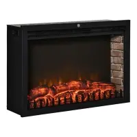 HOMCOM 30" Electric Fireplace Insert, Modern Recessed Fireplace Heater with Realistic Flame, Adjustable Brightness, and Remote Control, Heats 215 Sq. Ft., 750/1500W, Black(m-1)