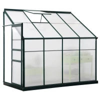 Outsunny Walk-In Garden Greenhouse Aluminum Polycarbonate with Roof Vent for Plants Herbs Vegetables 8' x 4' x 7' Green(m-1)