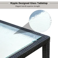 Outsunny 7pcs Outdoor Rattan Dining Set Wicker Furniture Cushioned Seat 6 Armchair 1 Glass Table Garden Patio All Weather Sectional Set(m-5)