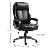 Vinsetto High Back Executive Chair Computer Ergonomic Task Seat PU Leather Swivel Chair for Office with Padded Armrests, Adjustable Height, Brown(m-3)