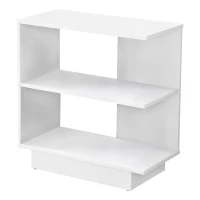 Monarch 24" Contemporary 3-Tier Wood Grain Storage Side Accent Table - White Finish(m-1)