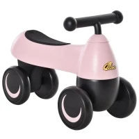 Qaba Baby Balance Bike for 18-36 Months, Toddler No Pedal Ride-on Walking Bike with 4 Wheels Gifts for Boys Girls, Pink(m-1)