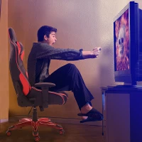 Vinsetto Ergonomic Gaming  Office Chair PU Leather Adjustable Padded Seat - Black Red(m-1)