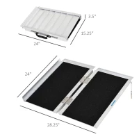 HOMCOM Wheelchair Ramp 2FT, Folding Aluminum Threshold Ramp with Non-Slip Surface, Transition Plates, 600lbs Weight Capacity, Handicap Ramp for Home, Doorways, Curbs, Steps(m-3)