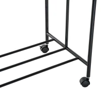 HomCom 3 Bag Heavy Duty Divided Laundry Hamper Sorter Cart With Wheels And Hanging Bar - Black(m-10)