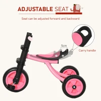 Qaba 3 Wheel Kids Tricycle Toddler Walking Trikes with Adjustable Seat for 3-6 Years old Boys & Girls Pink(m-4)