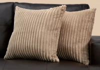 Monarch 18" x 18" Ultra Soft Ribbed Style Throw Pillow (Set of 2) - Beige(m-2)