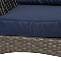Outsunny 4-Piece Outdoor Wicker Sofa Set, Outdoor PE Rattan Conversation Furniture with 4 Chairs & Table, Water-Fighting Material, Blue(m-11)