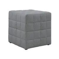 Monarch Padded Linen-Look Tufted Cube Ottoman - Light Grey(m-1)