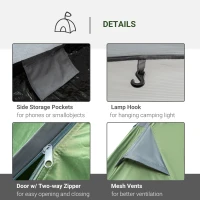 Outsunny Camping Tent 1-2 Person Backpacking with Tent Double Layer Portable Carry Bag Lightweight for Hiking Fishing(m-5)