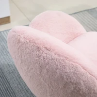 HOMCOM Faux Fur Leisure Chair Accent Chair Office Swivel Chair with Mid-Back Wide Design, Adjustable Seat Height, Steel Base, Wheels, Pink(m-11)