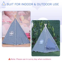 Qaba Kids Teepee Play Tent Portable Children Playhouse Toy for Boys and Girls with Mat Pillow Carry Case Indoor Outdoor Games Blue(m-4)