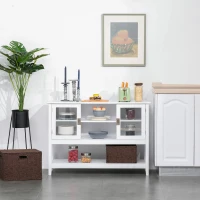 HOMCOM Modern Sideboard Buffet Cabinet, Console Table with Framed Glass Doors, Multiple Storage Options, and Anti-Topple for Kitchen, Living Room, White(m-2)
