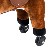 Qaba Kids Interactive Plush Mechanical Walking Ride On Horse Toy with Wheels, Brown(m-14)