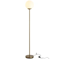 HOMCOM Modern Floor Lamp Standing Lamp Foot Switch E26 Socket Metal Glass Shade Golden(m-1)