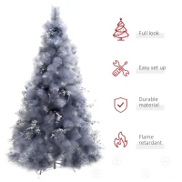 HOMCOM 5FT Christmas Tree Artificial Classic Tree Holiday Indoor Decoration, with Mental Support 222 Tips, Grey(m-4)