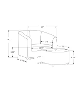 Monarch Kids' Upholstered Leather-Look Barrel Club Chair with Matching Ottoman - Charcoal Grey(m-4)