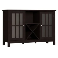 HOMCOM Sideboard, Glass Door Serving Buffet Cabinet, Liquor Cabinet with Adjustable Shelves, 12 Bottle Wine Rack for Living Room, Kitchen, Espresso(m-11)