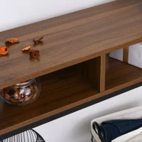 HOMCOM Industrial Style Entryway Console Table Desk with Shelf for Living Room, or Bedroom, Walnut Wood Grain and Black(m-11)