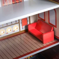 Qaba 2 in 1 Multifuction Kids Kitchen Play Set with Accessories Large Play Kitchen Red(m-17)