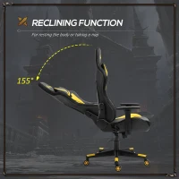 Vinsetto Racing Gaming Chair with RGB LED Lights, Adjustable Height, Gamer Office Chair, Computer Desk Chair, Black/Yellow(m-6)