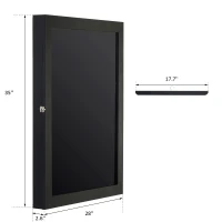 Open Box HomCom 35" x 28" Wooden Wall Mounted Jersey Memorabilia Shadow Box Display Case with Latch - Black(m-3)