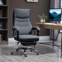 Vinsetto Office Chair High Back Computer Desk Chair 360° Swivel Adjustable Recliner Chair with Padded Armrest and Retractable Footrest(m-1)