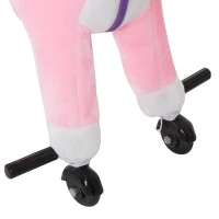 Qaba Kids Interactive Plush Mechanical Walking Ride On Horse Toy with Wheels - Pink(m-12)