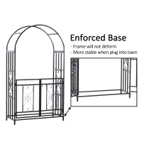 Outsunny 81" Metal Garden Arbor with Double Doors, Locking Gate, Climbing Vine Frame with Heart Motifs, Arch for Wedding, Bridal Party Decoration, Grey(m-4)