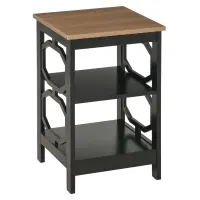 HOMCOM Modern End Table, Accent Side Table with 2 Storage Shelves for Living Room, Bedroom, Black(m-1)