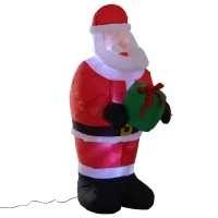HOMCOM 8FT Tall Inflatable Santa Holding Gift Box Outdoor Lighted Airblown Christmas Decoration Holiday Lawn Yard Decor(m-1)