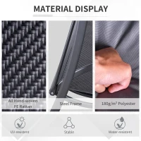 Outsunny 3 Person Rattan Swing Chair Garden Swing Bench Outdoor Hanging Porch Swing w/ Adjustable Canopy, Cushion, Steel Frame, Grey(m-5)