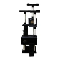 Pawhut Multi-level Cat Scratcher Tree Condo Furniture Play Tower Climber Black(m-5)