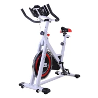 Soozier 18 lb Flywheel Indoor Stationary Bike with LCD Monitor, Adjustable Height & Resistance, & Pedal Cage(m-9)