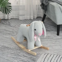 Qaba Kids Ride-On Rocking Horse Toy Rabbit Style Rocker Soft Plush Fabric for Children 36 Months(m-2)