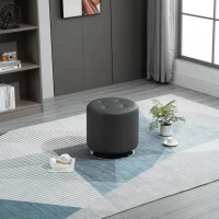 HOMCOM 360° Swivel Foot Stool Round PU Ottoman w/ Thick Padding and Solid Steel Base(m-8)